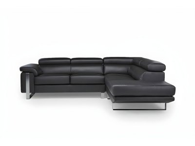 VENTE UNIQUE Canap&eacute; d'angle en cuir MYSTIQUE - Noir - Angle droit - Noir