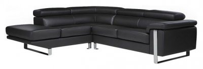 VENTE UNIQUE Canap&eacute; d'angle en cuir mystique - Noir - Angle gauche - Noir