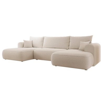SELSEY Canap&eacute; d&rsquo;angle en U &ndash; OVO &ndash; convertible &ndash; en maille boucl&eacute;e &ndash; beige &ndash; universel