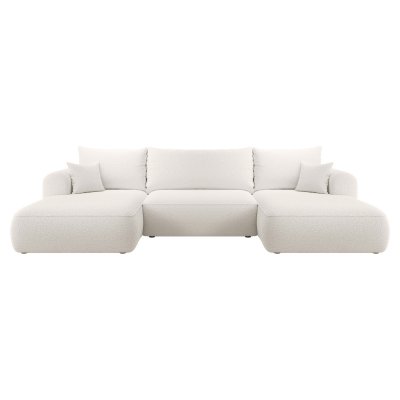 SELSEY Canap&eacute; d&rsquo;angle en U &ndash; OVO &ndash; convertible &ndash; en maille boucl&eacute;e &ndash; cr&egrave;me &ndash; universel