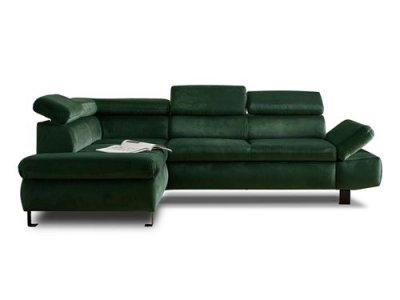  Canap&eacute; d'angle gauche convertible 5 places Velours Vert