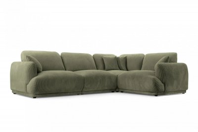 CASANOVA PARIS Canap&eacute; d'angle modulable petit velours c&ocirc;tel&eacute; 4 places Vert Droit