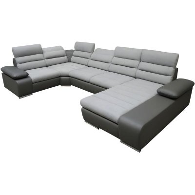 VENTE UNIQUE Canap&eacute; d'angle panoramique convertible BOILEAU - Gris/anthracite - Angle droit