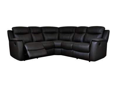 VENTE UNIQUE Canap&eacute; d'angle relax cuir evasion - Noir - Noir