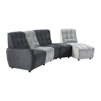 VENTE UNIQUE Canap&eacute; d'angle relax &eacute;lectrique modulable en velours gris clair et anthracite ALFORD