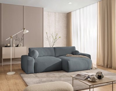 BEST MOBILIER Canap&eacute; d'angle r&eacute;versible convertible 4 places en tissu gris