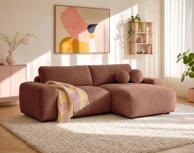 BEST MOBILIER Canap&eacute; d'angle r&eacute;versible convertible 4 places en tissu textur&eacute;