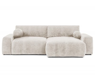 BEST MOBILIER Canap&eacute; d'angle r&eacute;versible convertible 4 places en velours relief beige
