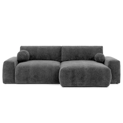 BEST MOBILIER Canap&eacute; d'angle r&eacute;versible convertible 4 places en velours relief gris