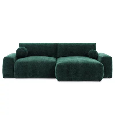 BEST MOBILIER Canap&eacute; d'angle r&eacute;versible convertible 4 places en velours relief vert