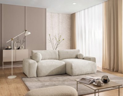 BEST MOBILIER Canap&eacute; d'angle r&eacute;versible convertible 4 places en velours textur&eacute;