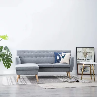 VIDAXL Canap&eacute; d'angle rev&ecirc;tement en tissu 171,5x138x81,5 cm gris clair