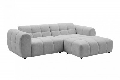 CASANOVA PARIS Canap&eacute; d'angle tissu bouclette 3 places Gris clair Droit