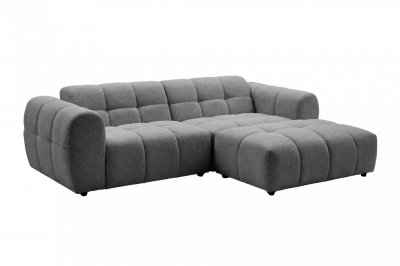 CASANOVA PARIS Canap&eacute; d'angle tissu bouclette 3 places Gris fonc&eacute; Gauche
