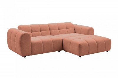 CASANOVA PARIS Canap&eacute; d'angle tissu bouclette 3 places Terracotta Droit