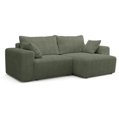 MAD IN ITALY Canap&eacute; dangle convertible r&eacute;versible - 5 places - BOMBEY - Tissu Vert - 264 x 162 x 85 cm