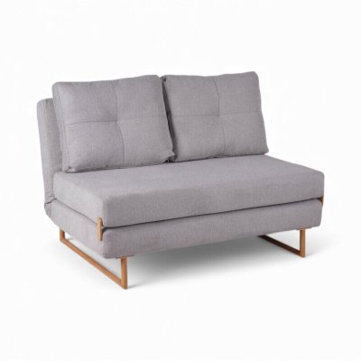 KOSMI Canape dangle droit fixe allier 2 places en tissu gris