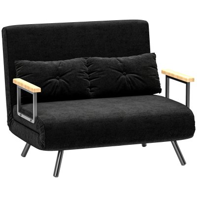 HOMCOM Canape dangle droit fixe stable 2 places en velours noir