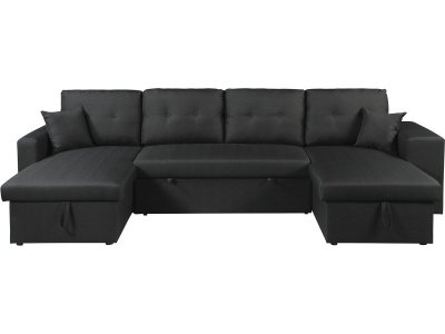 HABITAT ET JARDIN Canap&eacute; dangle panoramique convertible en tissu Axel - 4 places - Noir