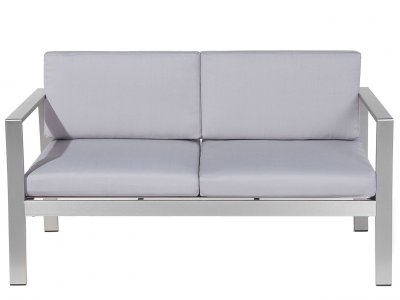 BELIANI Canap&eacute; de jardin 2 places en aluminium gris clair SALERNO