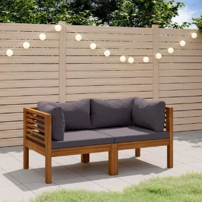 VIDAXL Canap&eacute; de jardin &agrave; 2 places avec coussin Bois d'acacia massif
