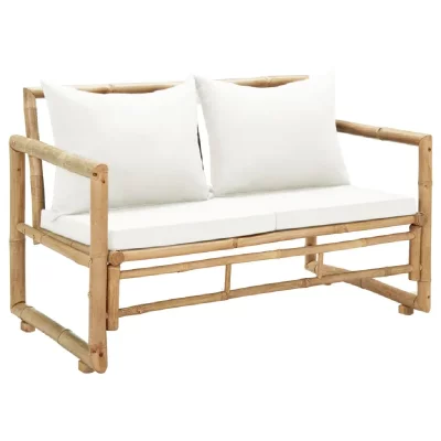 VIDAXL Canap&eacute; De Jardin &Agrave; 2 Places Avec Coussins Bambou