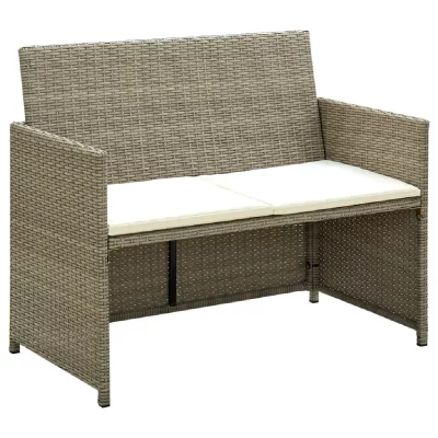 VIDAXL Canap&eacute; de jardin &agrave; 2 places avec coussins Beige R&eacute;sine tress&eacute;e
