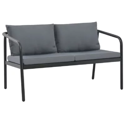 VIDAXL Canap&eacute; de jardin &agrave; 2 places avec coussins Gris Aluminium  Gris
