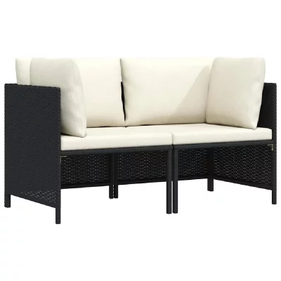 VIDAXL Canap&eacute; de jardin &agrave; 2 places avec coussins Noir R&eacute;sine tress&eacute;e  - Noir