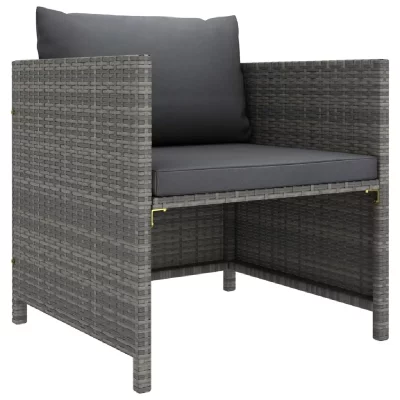 VIDAXL Canap&eacute; de jardin avec coussins Gris R&eacute;sine tress&eacute;e  Gris