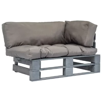 VIDAXL Canap&eacute; de jardin palette avec coussins gris Pin&egrave;de