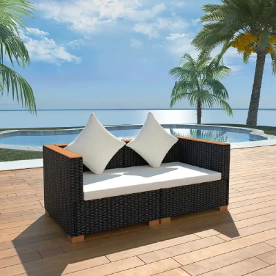 VIDAXL Canap&eacute; de jardin R&eacute;sine tress&eacute;e Noir  n/a