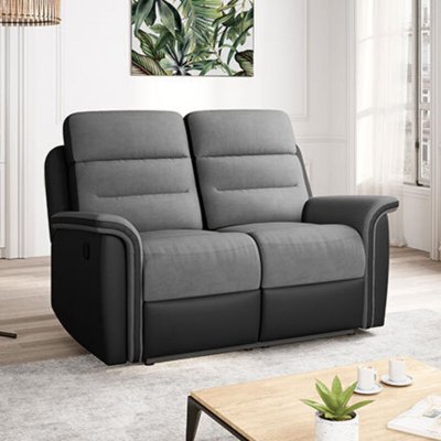 LOUNGITUDE Canap&eacute; de relaxation manuel 2 places 9222 Noir et gris