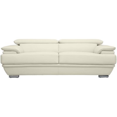 MILIBOO Canap&eacute; design avec t&ecirc;ti&egrave;res ajustables 3 places cuir blanc et acier chrom&eacute; EWING