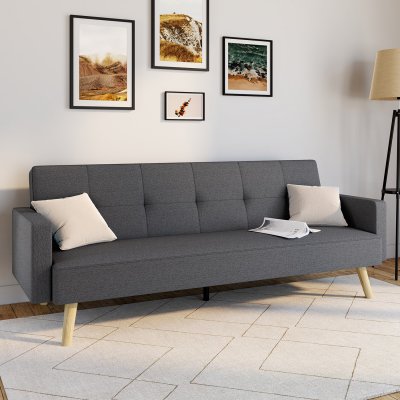 IDMARKET Canap&eacute; droit 3 places LARS convertible gris scandinave - Gris