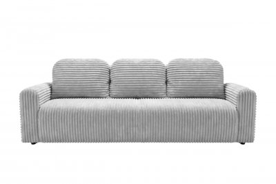 CASANOVA Canap&eacute; droit convertible gros velours c&ocirc;tel&eacute; 3 places gris clair