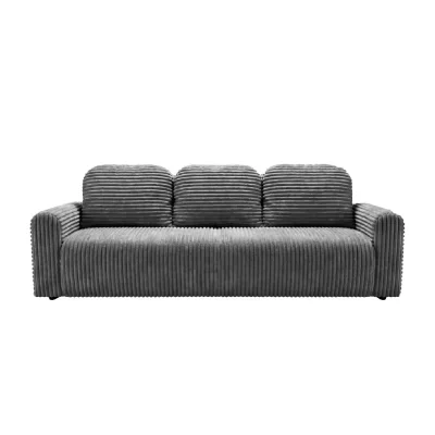 CASANOVA Canap&eacute; droit convertible gros velours c&ocirc;tel&eacute; 3 places gris fonc&eacute;