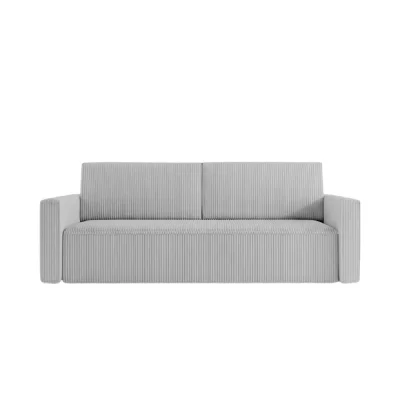 CASANOVA Canap&eacute; droit convertible petit velours c&ocirc;tel&eacute; 3 places Gris clair