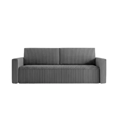 CASANOVA Canap&eacute; droit convertible petit velours c&ocirc;tel&eacute; 3 places Gris fonc&eacute;