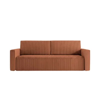 CASANOVA Canap&eacute; droit convertible petit velours c&ocirc;tel&eacute; 3 places terracotta
