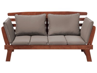 BELIANI Canap&eacute; en bois avec coussin gris portici 79279