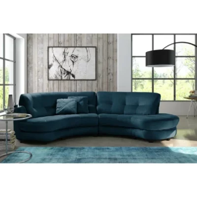 VENESETTI Canap&eacute; en tissu luxe 5/6 places BRENNER bleu fonc&eacute;, c&ocirc;t&eacute; accoudoir gauche
