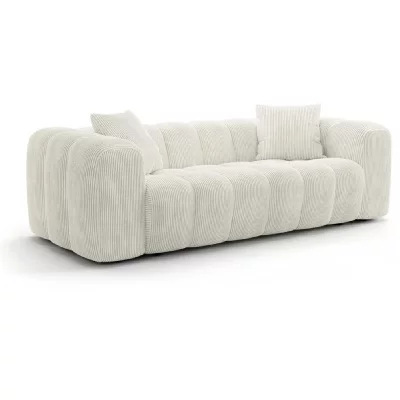  Canap&eacute; fixe - 3 places - SFERA - Tissu Cr&egrave;me - 240 x 100 x 80 cm