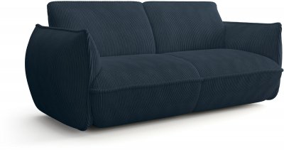 MAD IN ITALY Canap&eacute; fixe 3 places SOFFIO AUCUNE tissu Lincoln bleu 220 x 98 x 83 cm