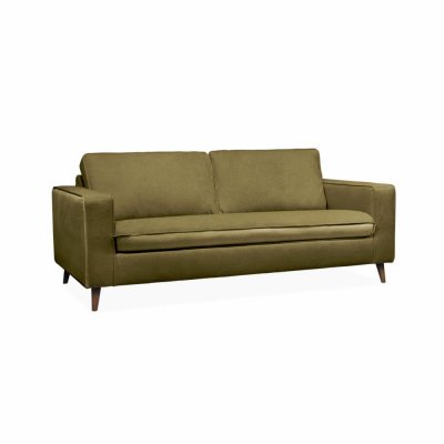 SWEEEK Canap&eacute; lit 3 places matelas 12cm en polyester et nylon vert olive