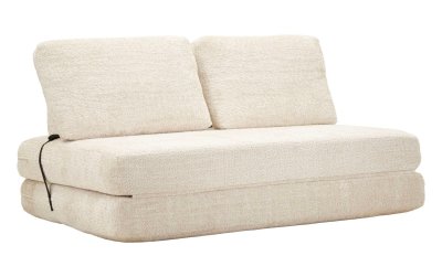 MAURO FERRETTI Canap&eacute;-lit en tissu boucl&eacute; blanc compress&eacute;, 150 x 100 x 80 cm