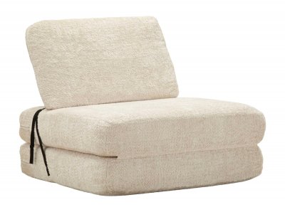 MAURO FERRETTI Canap&eacute;-lit en tissu boucl&eacute; compress&eacute; blanc, 80 x 100 x 80 cm