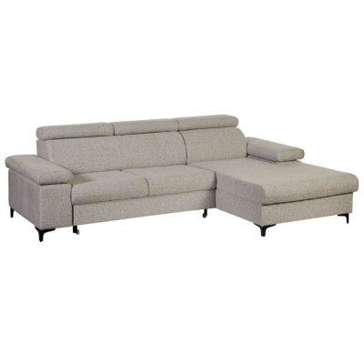 ALTOBUY Canap&eacute; m&eacute;ridienne droite 3 places convertible tissu gris chin&eacute;