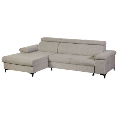 ALTOBUY Canap&eacute; m&eacute;ridienne gauche 3 places convertible tissu gris chin&eacute;
