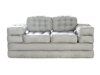 VENTE UNIQUE Canap&eacute; modulable convertible en tissu gris DILAKO